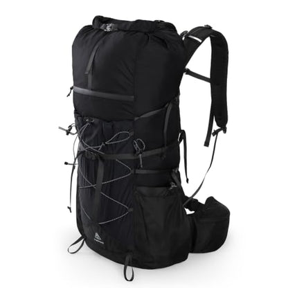 Haimont 40L+15L Roll-Top Backpacking Pack with Rain Cover, Black | Expandable 55L, Hip Belt Support, Sleeping Pad Carry, Pole Attachments, YKK & Duraflex - color: Black