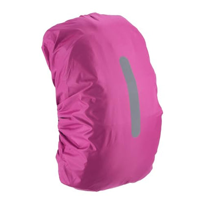 M METERXITY Backpack Rain Cover - Waterproof Lightweight Cover with Vertical Reflective Strap, Apply to Cycling/Hiking/Mountain Climbing (40-50L, M, Rose Red)