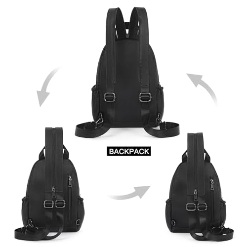 CLUCI Sling Bag for Women Leather Women's Backpack Small Convertible Backpack Purse Crossbody Bag for Travel - color: 0-1 Black