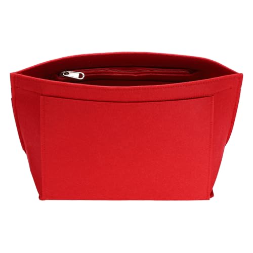 uxcell Purse Organizer Insert, Medium Felt Handbag Organizer Bag Storage & Finishing Inner Bag Liner with Zipper for Chic Backpack Tote Shoulder Bags, Red - color: Red, size: Medium