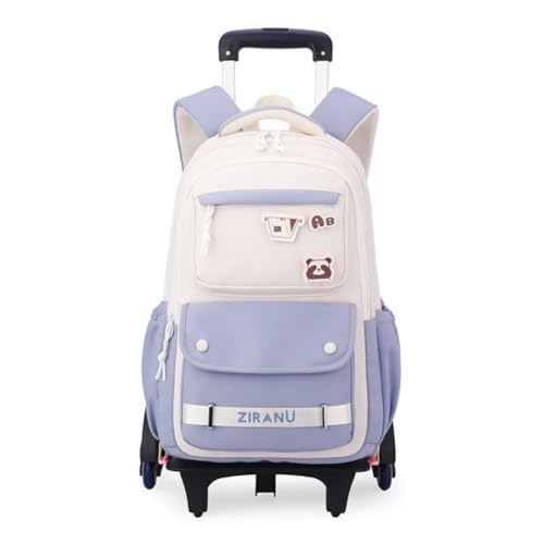 EKUIZAI Trolley Backpack for Girls Middle Kids School Bags with Wheels Rolling School Bags for Teen Girls, Blue - color: Blue-6 Wheel, size: 6 Wheel