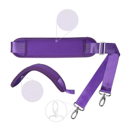60 Inch Shoulder Strap with Removable Ultra-Thick Pad，Adjustable Buckles and Metal Hooks - color: Purple