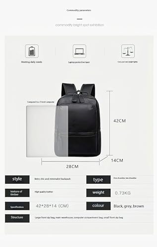 Unisex PU leather laptop bag work business bag hiking backpack leisure day bag university schoolbag (Large,Brown 2) - color: Brown 2