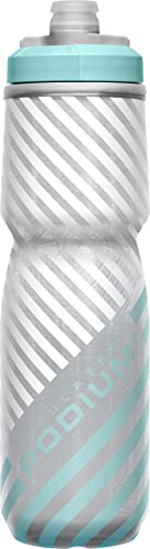 CamelBak Podium Chill Bike Insulated Squeeze Water Bottle Grey/Teal Stripe, 24oz - color: Grey/Teal Stripe
