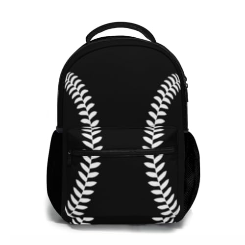 Miaoquhe Black Baseball Backpacks School Bookbag for Kids Sport Softball Backpacks Laptop Shoulder Bag for Women Girls Men Boys School Casual Daypack for Travel Hiking Camping - color: Baseball Black