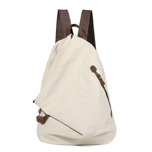 KL928 Canvas Vintage Backpack – Large Casual Daypack Outdoor Travel Rucksack Hiking Backpacks for Men Women - color: 6882-canvas-beige