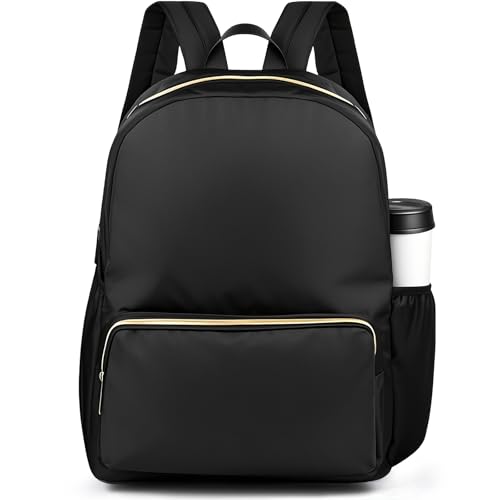 1 Piece Nylon Backpack Kids School Backpack for Toddler Girls Boys Plain Waterproof Preppy Bookbags Travel for Student (Black) - color: Black