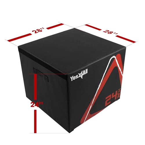 Yes4All Adjustable Soft Plyo Box, Jumping Trainer - For Plyometric Exercises and Conditioning, Multiple Height Variations - color: D. Black - 24"