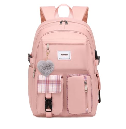 Acmebon Girl Roomy Fashion Laptop Backpack Casual Daily Backpack for Women Pink - color: Pink