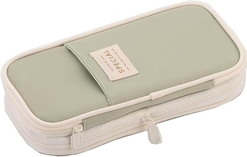 Arnuixty Large Storage Pencil Case Pen Bag with Zipper Big Capacity Pouch Organizer for Office Travel Holder Box - color: Light Green