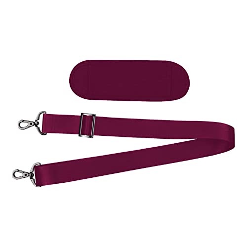 MOSISO 56 inch Shoulder Strap, Adjustable Thick Soft Universal Replacement Non-Slip Fit Padded with Metal Swivel Hooks for Laptop Shoulder Bag/Laptop Messenger Bag/Crossbody Bag, Wine Red - color: Wine Red