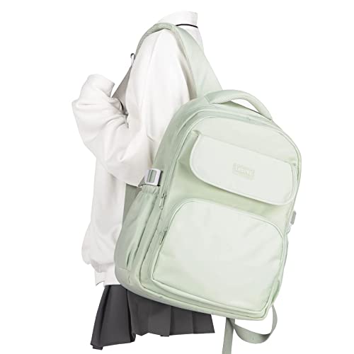 Aesthetic College Backpacks For Women Men,Waterproof High School Back pack,Kawaii Backpack For Teens Girls Boys,Student Latop Travel Backpack(Mint Green) - color: A3-mintgreen