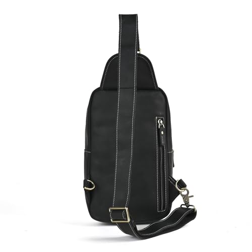 Le'aokuu Outdoor Casual Travel Hiking Crossbody Chest Sling Bag Rig One Shoulder Strap Bag Backpack 1315 - color: Black 2