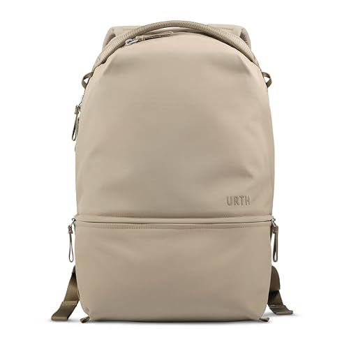 Urth Arkose 20L Backpack – 15” Laptop Bag, Weatherproof + Recycled (Beige) - color: Beige