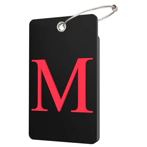 Gostwo 2 Pack Luggage Tags for Suitcases, 26 Initial Letter Travel Luggage Baggage Identification Labels ID Tag Fully Bendable Tags with Stainless Steel Loop (Black) (Letter M) - color: Black, size: Large M
