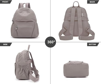 Pealwel Mini Backpack Purse for Women,Small Nylon backpacks for Ladies Backpacks Women Anti Theft Travel Bag (A-Khaki) - color: A-khaki