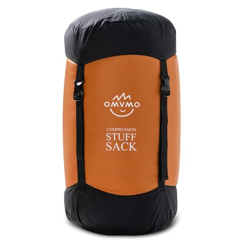 Compression Sack, 12L/19L/32L/46L/53L Water-Resistant Sleeping Bag Stuff Sack,Anti-Tear Ultra Light 400T 20D Nylon Storage Bag,Space Saving Gear for Camping Hiking Travel 1Pcs - color: Orange, size: M/19L