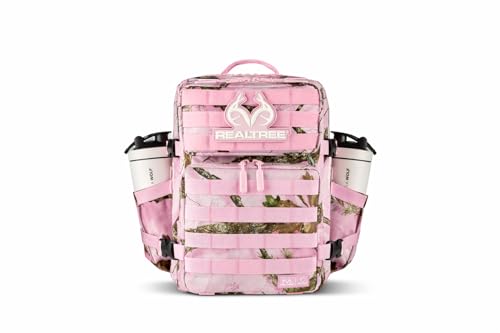 WOLFpak 25L Athletic Gym Backpack (Realtree APX Flushing Pink) Durable 1000D Waterproof Oxford Material w/MOLLE Webbing, Laptop Pocket & Dual Cup Holders, Durable Fitness/Travel/Military Daypack - color: Realtree Apx Flushing Pink