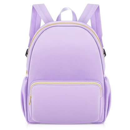 1 Piece Nylon Backpack Kids School Backpack for Toddler Girls Boys Plain Waterproof Preppy Bookbags Travel for Student (Purple) - color: Purple