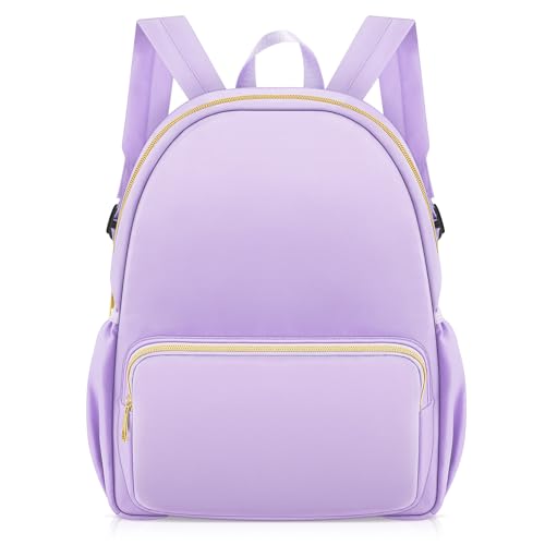 1 Piece Nylon Backpack Kids School Backpack for Toddler Girls Boys Plain Waterproof Preppy Bookbags Travel for Student (Purple) - color: Purple