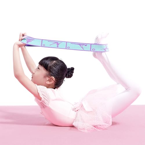 Adjustable Stretch Strap for Kids, 8-Loop Elastic Resistance Band for Children Gymnastics, Ballet Dance, Yoga, Stuff，Pilates & Flexibility Training, Home Exercise Equipment for Girls - color: Blue
