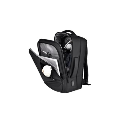 Laptop Backpack, Expandable Business Travel Bag, Water Resistant, USB Charging Port, Fits 15.6 Inch Laptop (Black) - color: Black