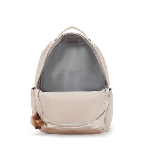 Kipling Women's Seoul Extra Large 17" Laptop Backpack, Durable, Roomy with Padded Shoulder Straps, Built-In Protective Sleeve - color: Quartz Metallic, size: 13.5''L x 17.75''H x 9''D