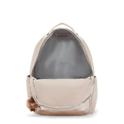 Kipling Women's Seoul Extra Large 17" Laptop Backpack, Durable, Roomy with Padded Shoulder Straps, Built-In Protective Sleeve - color: Quartz Metallic, size: 13.5''L x 17.75''H x 9''D