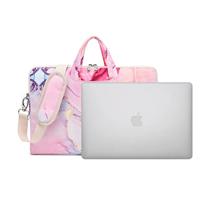 canvaslife Pink marble Patten Waterproof Laptop Shoulder Messenger Bag Case Sleeve for 14 Inch 15 Inch Laptop Case Laptop Briefcase 15.6 Inch - color: Pink Marble