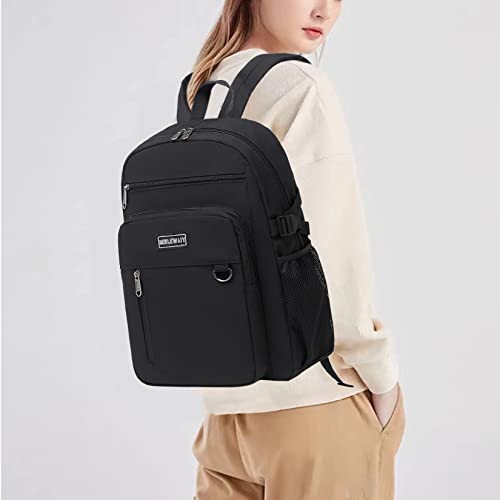 MIRLEWAIY Classical School Backpack Lightweight Bookbag Casual Daypack Travel Work Bag For Teenagers College Girls boys - color: Black