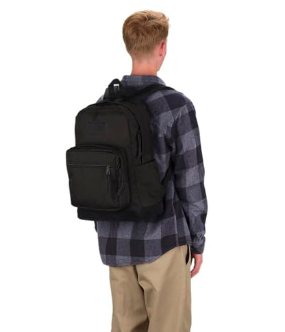 JanSport Right Pack Backpack - Durable Daypack with Padded 15" Laptop Sleeve, Spacious Main Compartment & Integrated Water Bottle Pocket, Monochrome Black - color: Monochrome Black