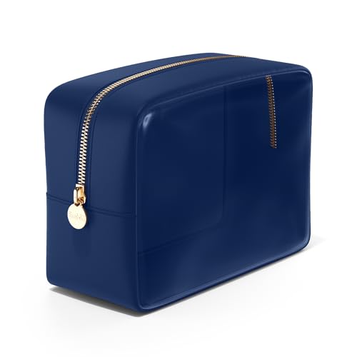 Embla Clear Large Makeup Bag Cute Big Make Up Nylon Pouches Travel Bathroom Bags for Toiletries XL Cosmetic Pouch for Women Girls Extra Large Zipper Toiletry Skincare Organizer Navy Blue - color: Sapphire, size: Large