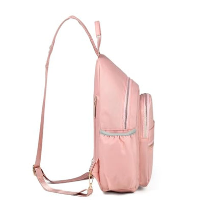 Xsecnua Small Crossbody Bag Convertible Mini Backpack for Women, Cross Body Sling Bag Sling Backpack for Travel Daypack - color: Pink