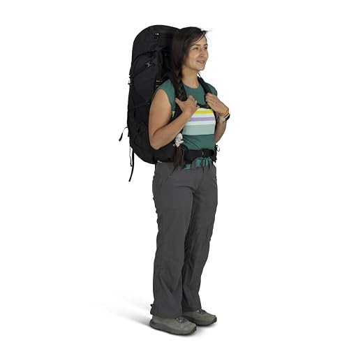 Osprey Tempest 44L Women's Lightweight Hiking Backpack - Daypack for Travel & Camping, Black/Coal Grey, M/L - color: Black/Coal Grey, size: Medium-Large