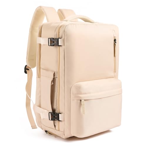 GAEKEAO Travel Backpack for Women Men, Airline Approved 15.6 Inch Laptop Carry On Backpack with Shoe Pouch Luggage Weekender Bag for Travel Business Work Hiking Beige - color: B02 Beige