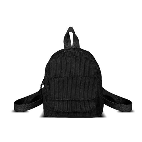 Corduroy Small Backpack for Womens and Girls, Mini Backpack Casual Backpacks Fashion Cute Backpacks Purse (Style 2, Black) - color: Black, style: Style 2