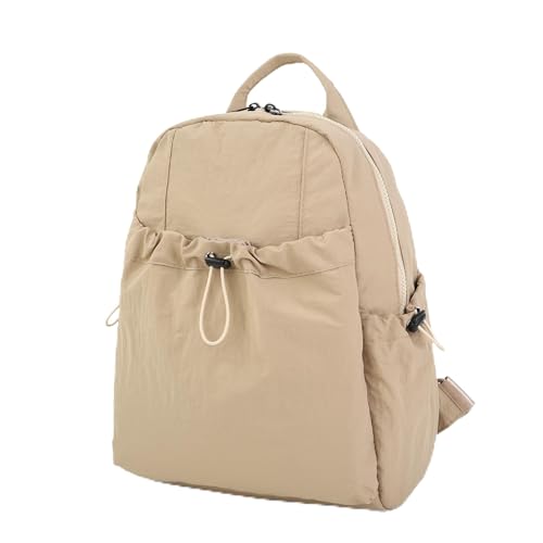Lightweight Nylon Backpack for Women & Men, Water Resistant School Bookbag, Durable Travel Daypack with Multi-Pockets, Fit 14 Inch Laptop, Model 9195, Khaki - color: Khaki