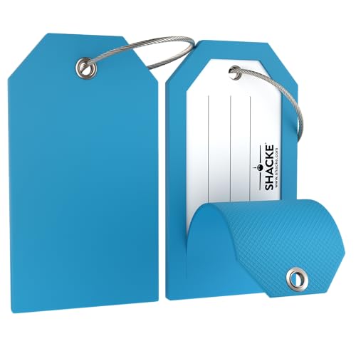 Shacke 2 Luggage Tag for Bags and Suitcases – Flexible Silicone Travel Accessory – Waterproof, Stylish, and Lightweight Bag Identifier with ID Card (Aqua Teal) - color: Aqua Teal