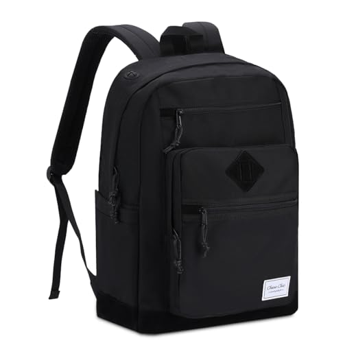 Chase Chic School Backpack for Men Women,Water Resistant Bookbag/Schoolbag/Daypack for Teen Boys Girls High School,College,Work,Travel All Black - color: All Black
