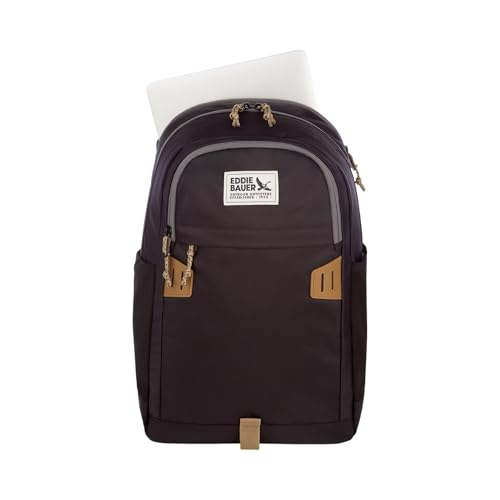 Eddie Bauer University Backpack 26L | Everyday Carry | Work | Travel | Commuter | Padded Laptop Sleeve | Stretch Bottle Pockets | Lightweight | Durable - Black - color: University - Black, size: 26L