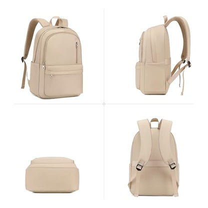 BAGOK Lightweight Nylon Backpack for Women & Men – Foldable, Large Capacity, Ideal for School, Travel & Work - color: Beige