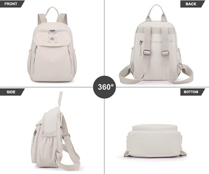 Pealwel Mini Nylon Women Backpacks,Small Ladies backpacks Lightweight Shoulder Satchel Bag Tote Handbag Casual Travel Daypack (Beige(A)) - color: Beige(a)
