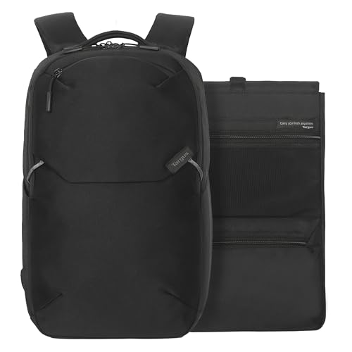 Targus 15-16” Work+ EcoSmart Backpack – Detachable Tech Organizer, Lockable Zippers, Recycled Materials, 23L Capacity, Water Bottle Pocket, Anti-Theft Design - TBB657GL