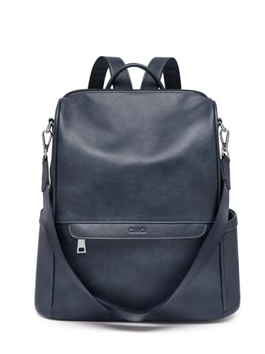 CLUCI Womens Backpack Purse PU Leather Anti-theft Fashion Designer Travel Bag Ladies Shoulder Bags | Purse - color: Top Zip-10 Dark Blue