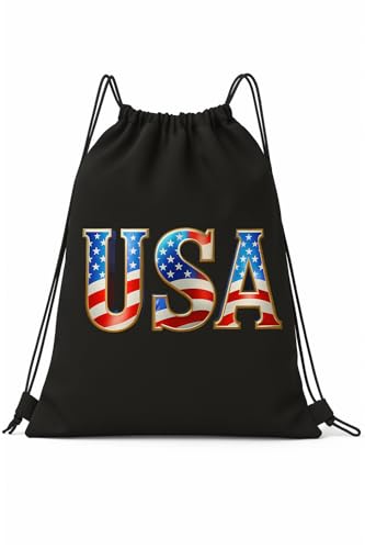 USA Flag Drawstring Backpack – Patriotic Stars and Stripes Gym Bag for Men & Women, Sports Sack for Travel, Fitness, and Outdoor Activities