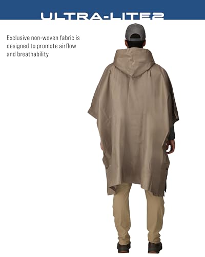 FROGG TOGGS Ultra-lite2 Waterproof, Breathable Rain Poncho, Adult and Youth Sizes - color: Khaki, style: Adult