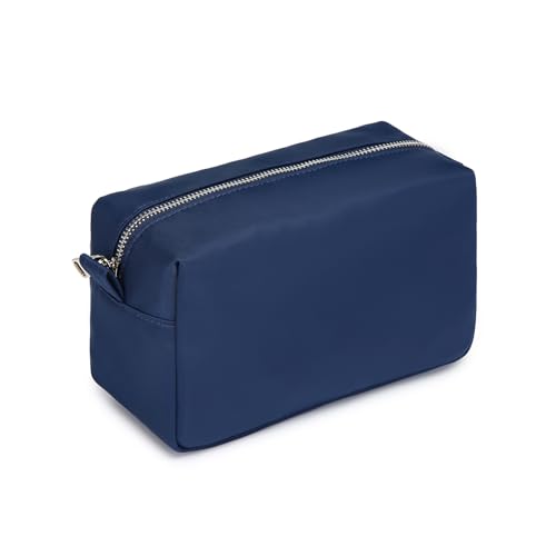 Organizer Bag Lightweight Cosmetic Bag with Ring Clasp Perfect Travel Makeup Bag for Women nylon Stand Up Design (Navy Blue/Nylon) - color: Navy Blue/Nylon