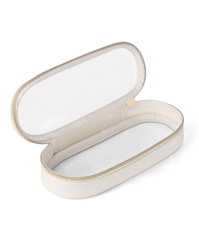 Soimeat Clear Travel Makeup Brush Holder, Leather Makeup Brush Toiletry Bag, Portable Cosmetic Brush Case, Transparent Waterproof Makeup Brush Storage Bag, White, Large - color: White, size: Large