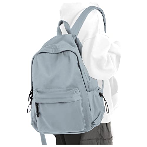 Blue School Backpack for Girls Water Resistant High School Book Bag Simple Backpack for Teens Boys Girls, Lightweight Middle School Back Pack Daypack - color: Grey Blue