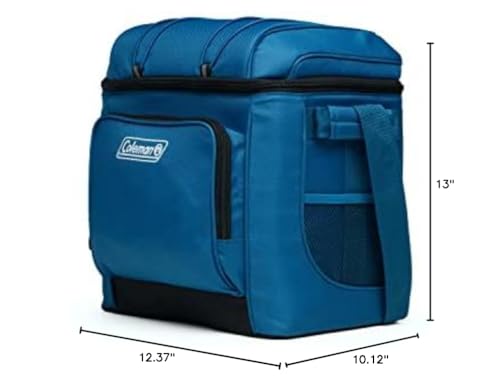 Coleman Chiller Insulated Soft Cooler, Leakproof 9/16/30 Can Cooler with 12+ Hour Ice Retention, Made with Recycled Materials, Great for Lunch, Camping, Beach, Pool, Sports, & More - color: Blue, style: 30 Can